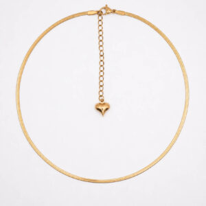Minimalistische dunne schakelketting met hartjesbedel sluiting